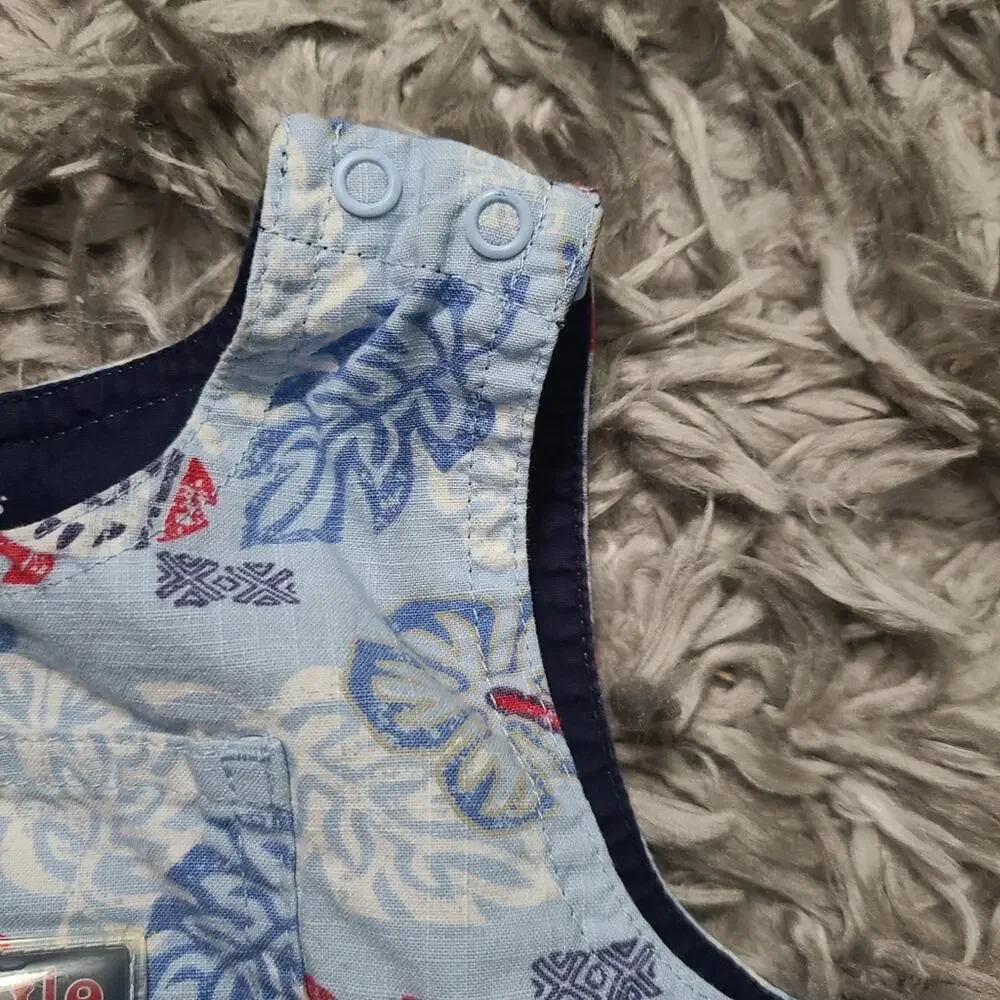Carter's Baby Boy Sz 6M Blue Red Sleeveless Summer Sun Suit Overalls Lightweight